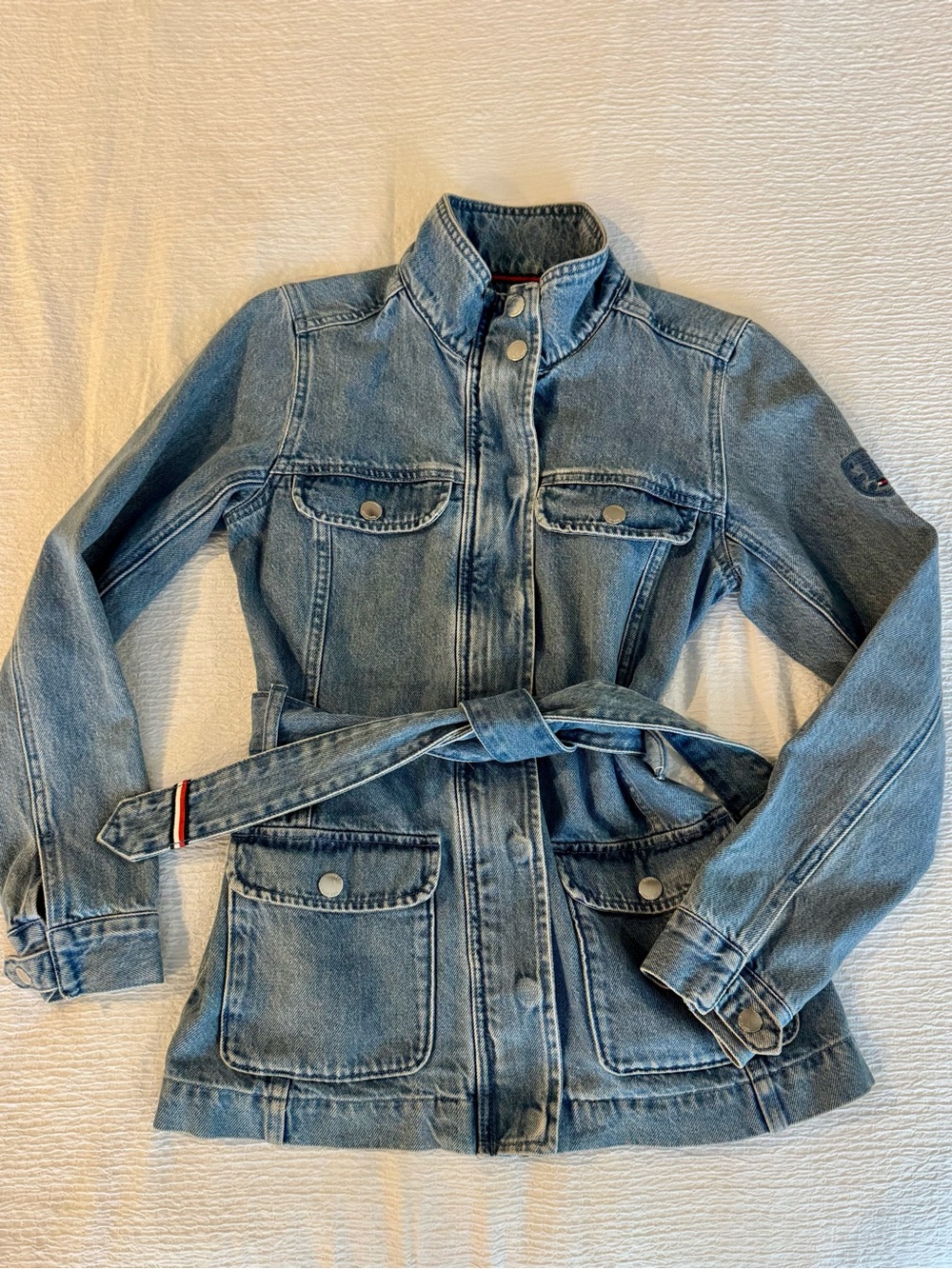 Tommy Hilfiger Light Blue Denim Utility Jacket with Belt